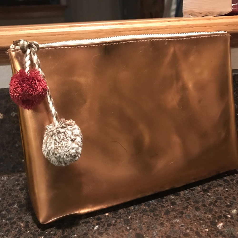 Madewell Pom Pom Rose Gold Zip Pouch